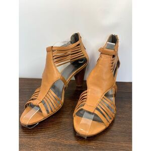 Nine West Women's NW Rainey Open Toe Strappy Gladiator Heels Brown Size 8.5